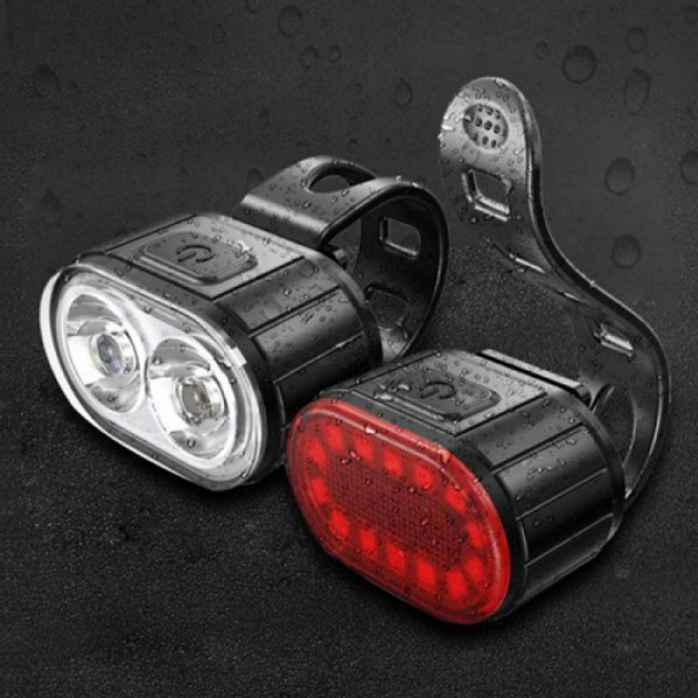 Велоліхтар акумуляторний передній та задній ZH-078-2LED з стоп-сигналом STOP-14SMD - Зображення 2