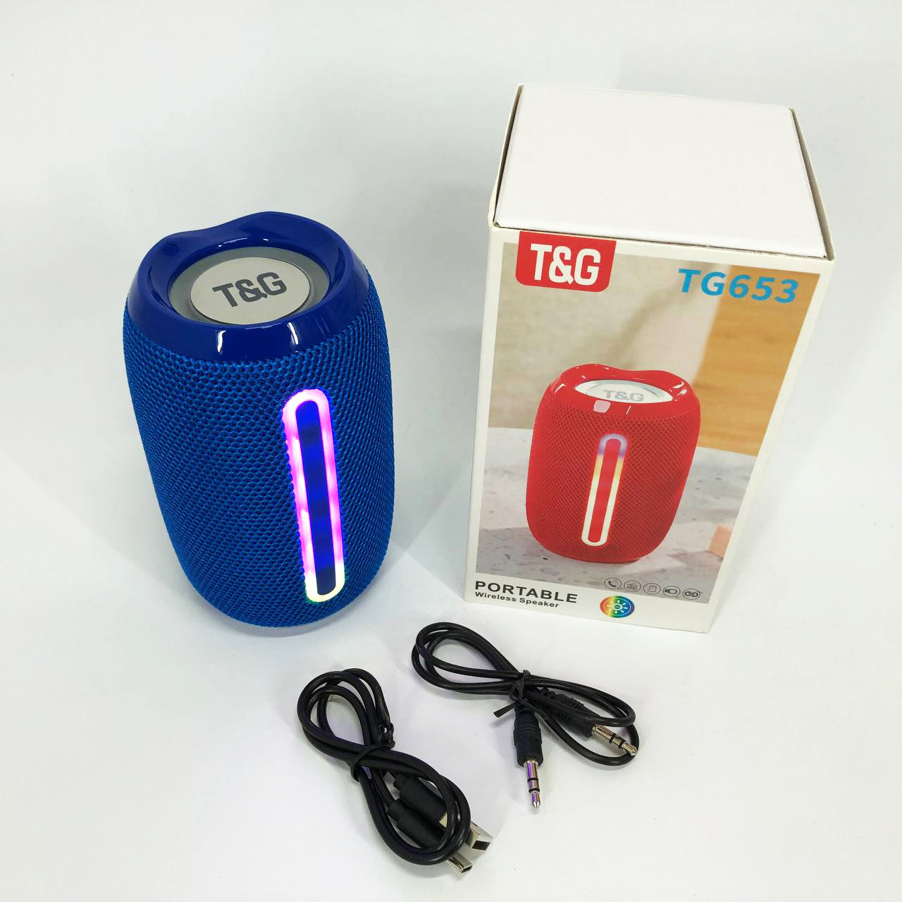 Портативна Bluetooth-колонка TG653 з синім ремінцем - Зображення 5