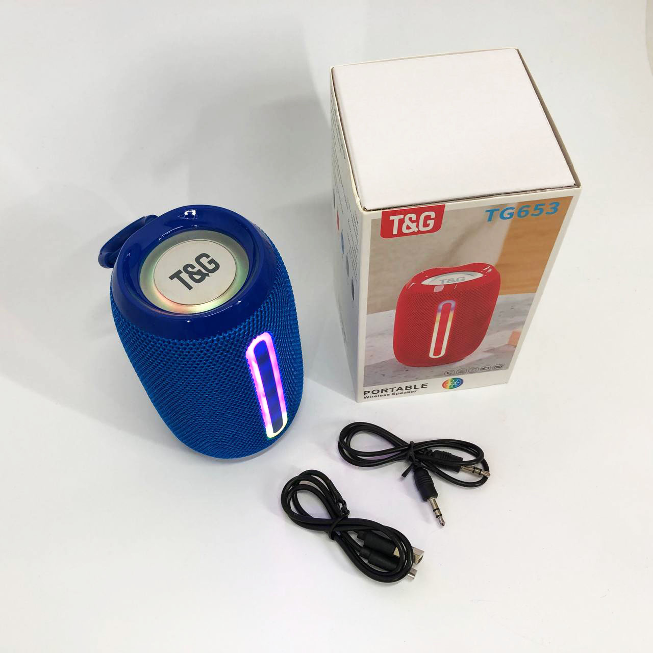 Портативна Bluetooth-колонка TG653 з синім ремінцем - Зображення 3