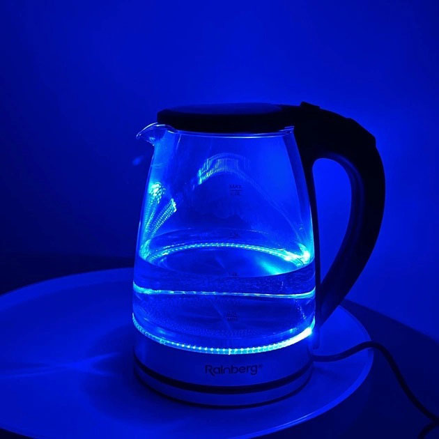 Електричний скляний чайник Rainberg RB-2250 з LED підсвічуванням 2200 Вт 1,8 л - Зображення 6