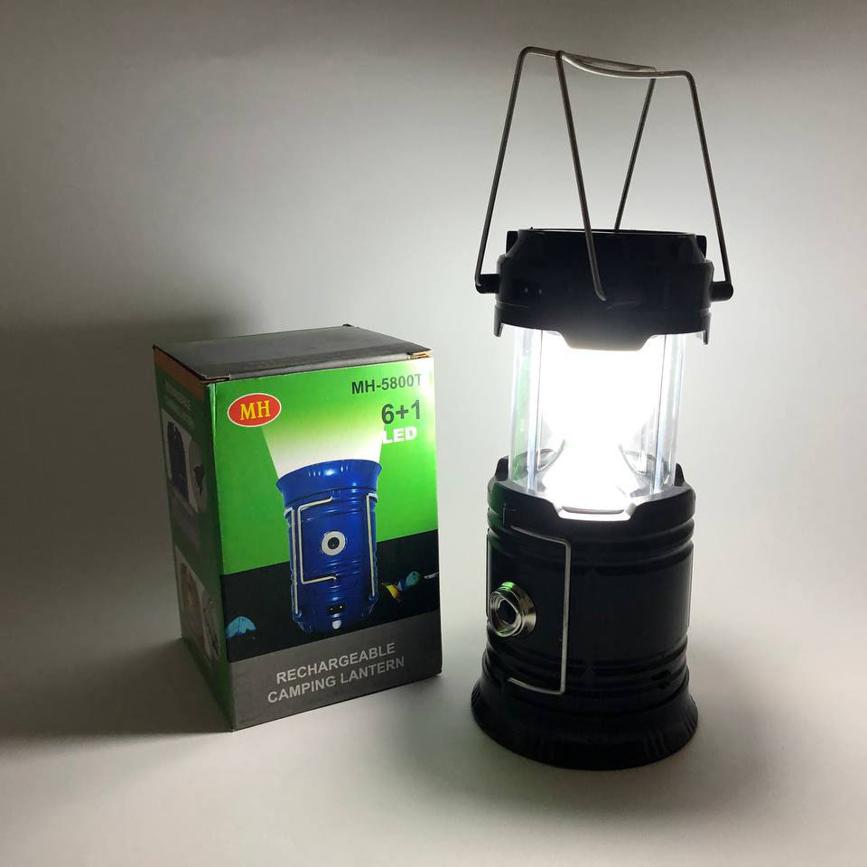 Туристический фонарь-лампа на солнечной батарее с павербанком CAMPING MH-5800T (6+1 LED) Black - Зображення 2