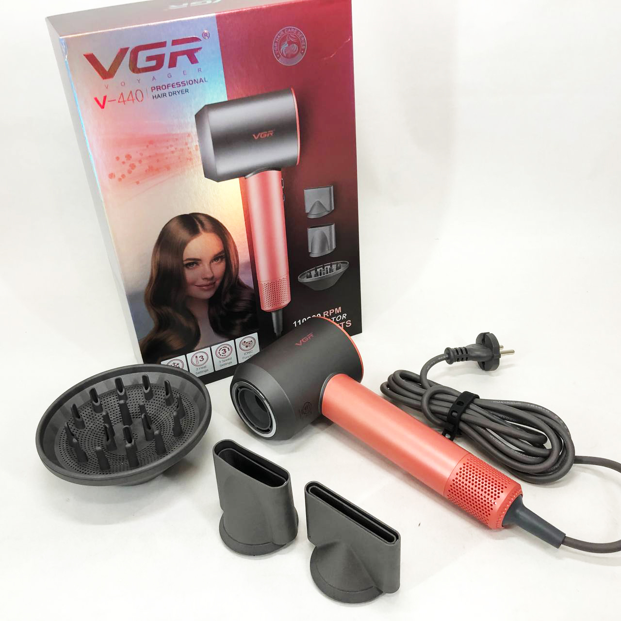 Фен професійний VGR V-440 оранжевий - Зображення 4