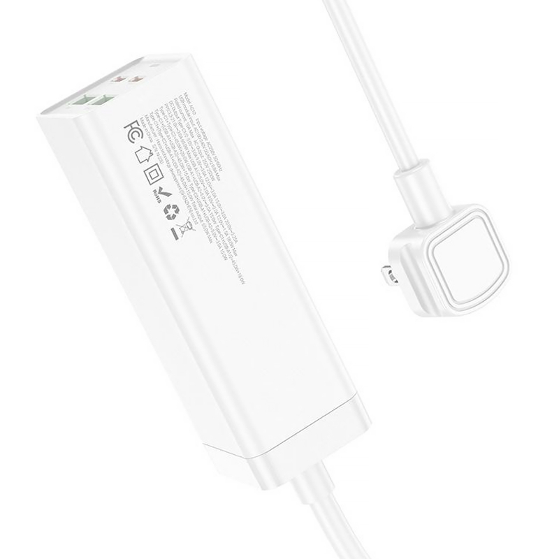 Подовжувач Hoco AC10A Talent PD65W+QC3.0 (2USB-A/2C/1xSocket) (1.5m) - Зображення 3