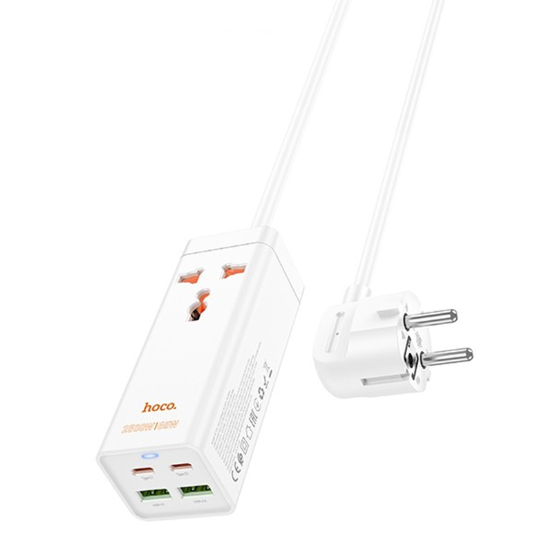 Подовжувач Hoco AC10A Talent PD65W+QC3.0 (2USB-A/2C/1xSocket) (1.5m) - Зображення 4