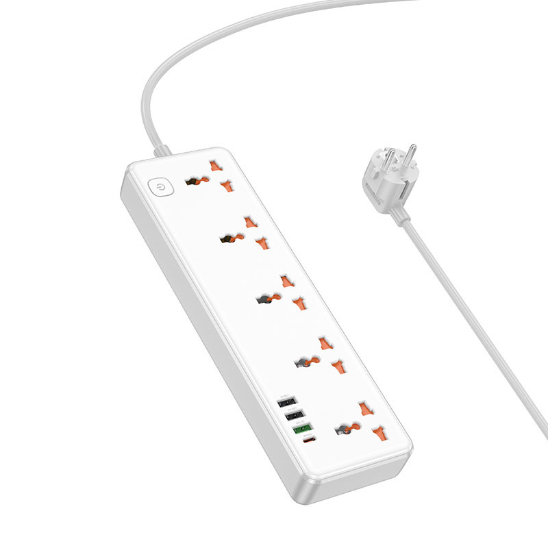 Подовжувач Hoco AC14A Rico PD30W (3USB-A/1C/5xSocket) (1.5m) - Зображення 3