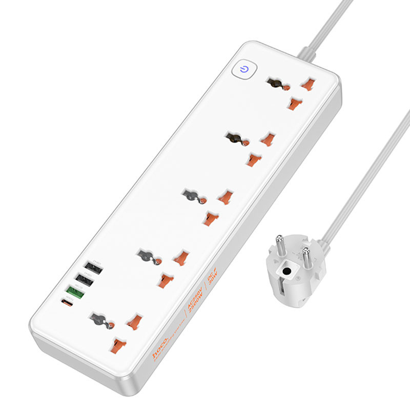 Подовжувач Hoco AC14A Rico PD30W (3USB-A/1C/5xSocket) (1.5m) - Зображення 4