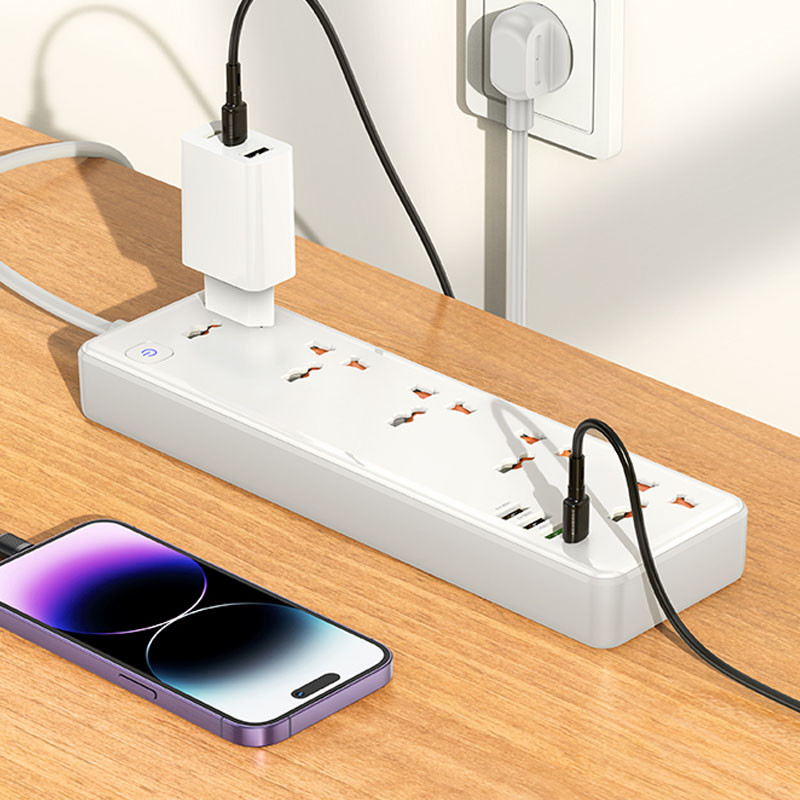 Подовжувач Hoco AC14A Rico PD30W (3USB-A/1C/5xSocket) (1.5m) - Зображення 5