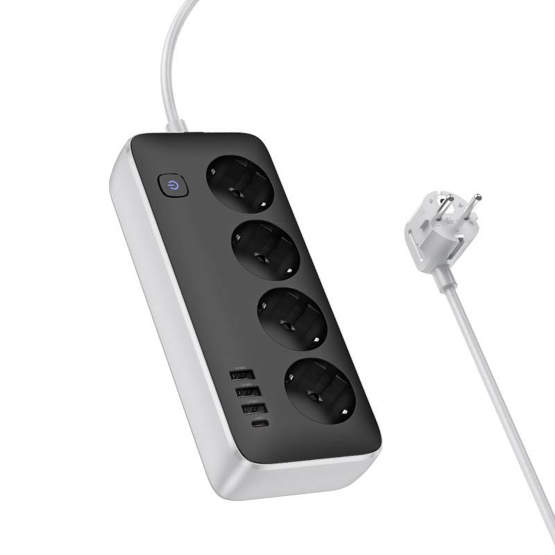 Подовжувач Hoco AC21 Sunlight 4-bit (1C/3A/4xSocket) (1.5m) - Зображення 3