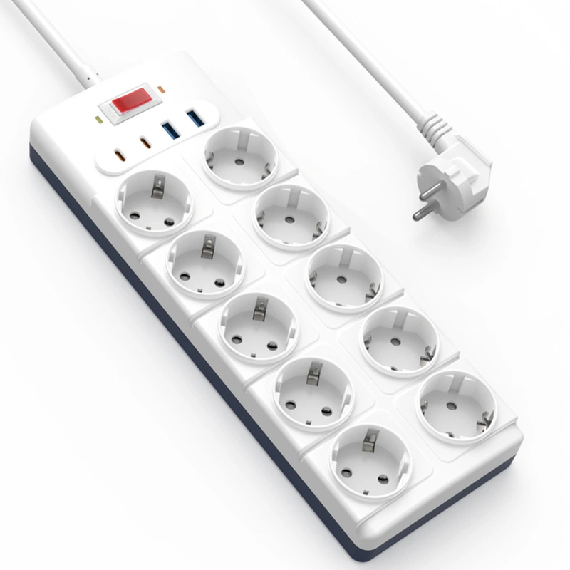 Подовжувач WIWU S008 Power Strip PD20W (2USB-A/2C/10xSocket) (2m)