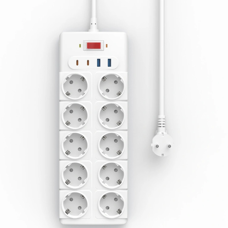 Подовжувач WIWU S008 Power Strip PD20W (2USB-A/2C/10xSocket) (2m) - Зображення 2