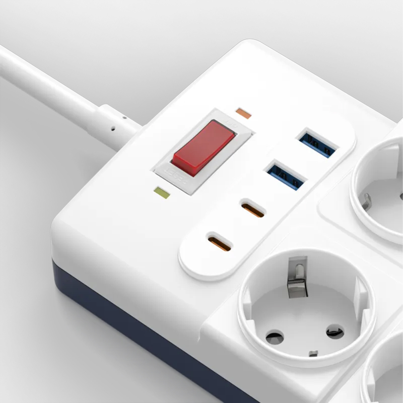 Подовжувач WIWU S008 Power Strip PD20W (2USB-A/2C/10xSocket) (2m) - Зображення 3