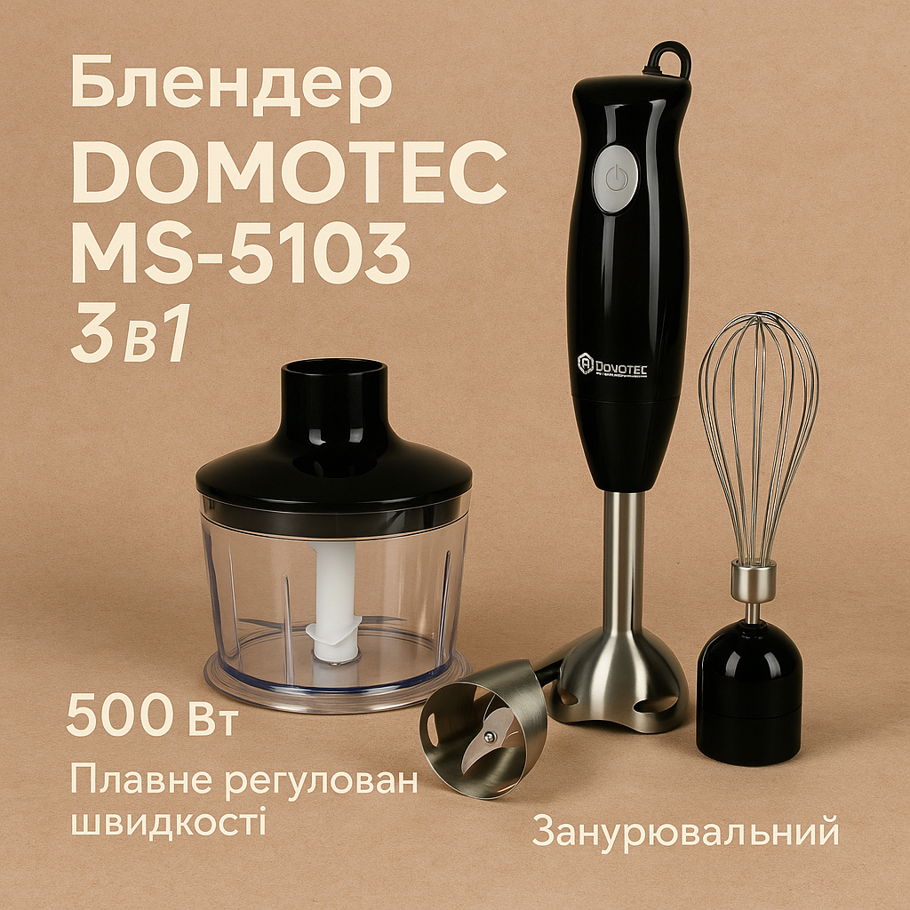 Блендер DOMOTEC MS-5103 3в1 погружной 500Вт ручной погружной блендер, электрический блендер - Зображення 43