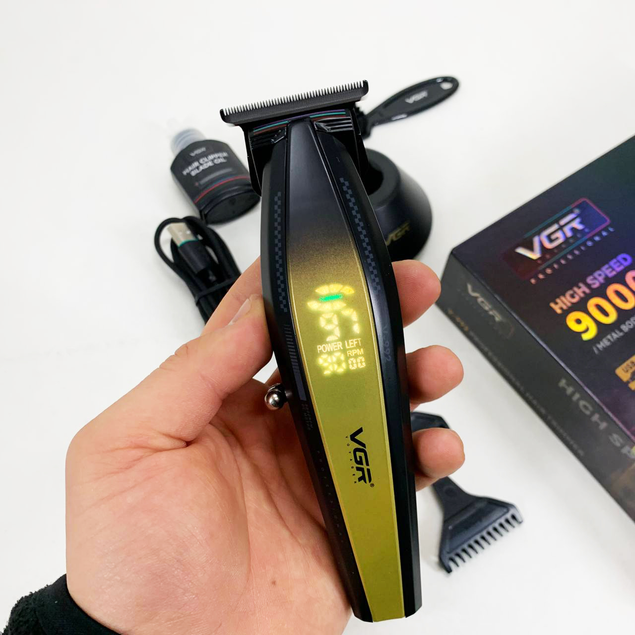 Машинка для стрижки волосся XPRO VGR V-992 GOLD з насадками 1 2 3 мм - Зображення 2