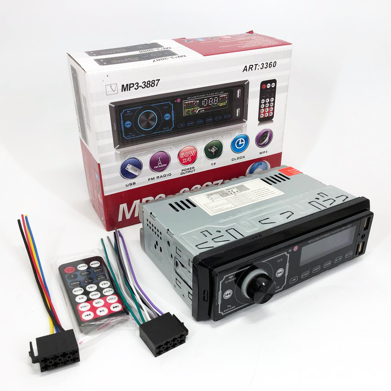 Автомагнітола MP3 3887 ISO 1DIN з сенсорним дисплеєм LED/LCD - Зображення 2