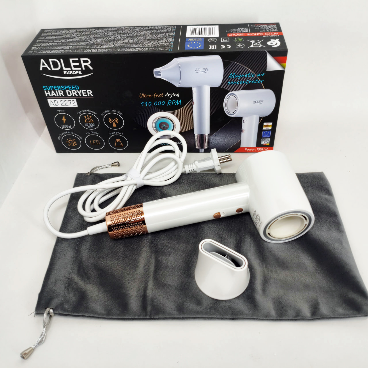 Фен Adler AD 2272 з іонізацією 1800 Вт - Зображення 2