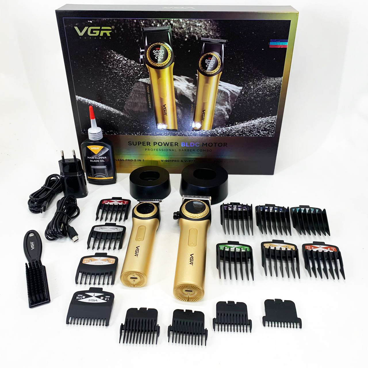 Набір VGR 2в1 V-001 V-977 GOLD для стрижки та тримання золотий - Зображення 3