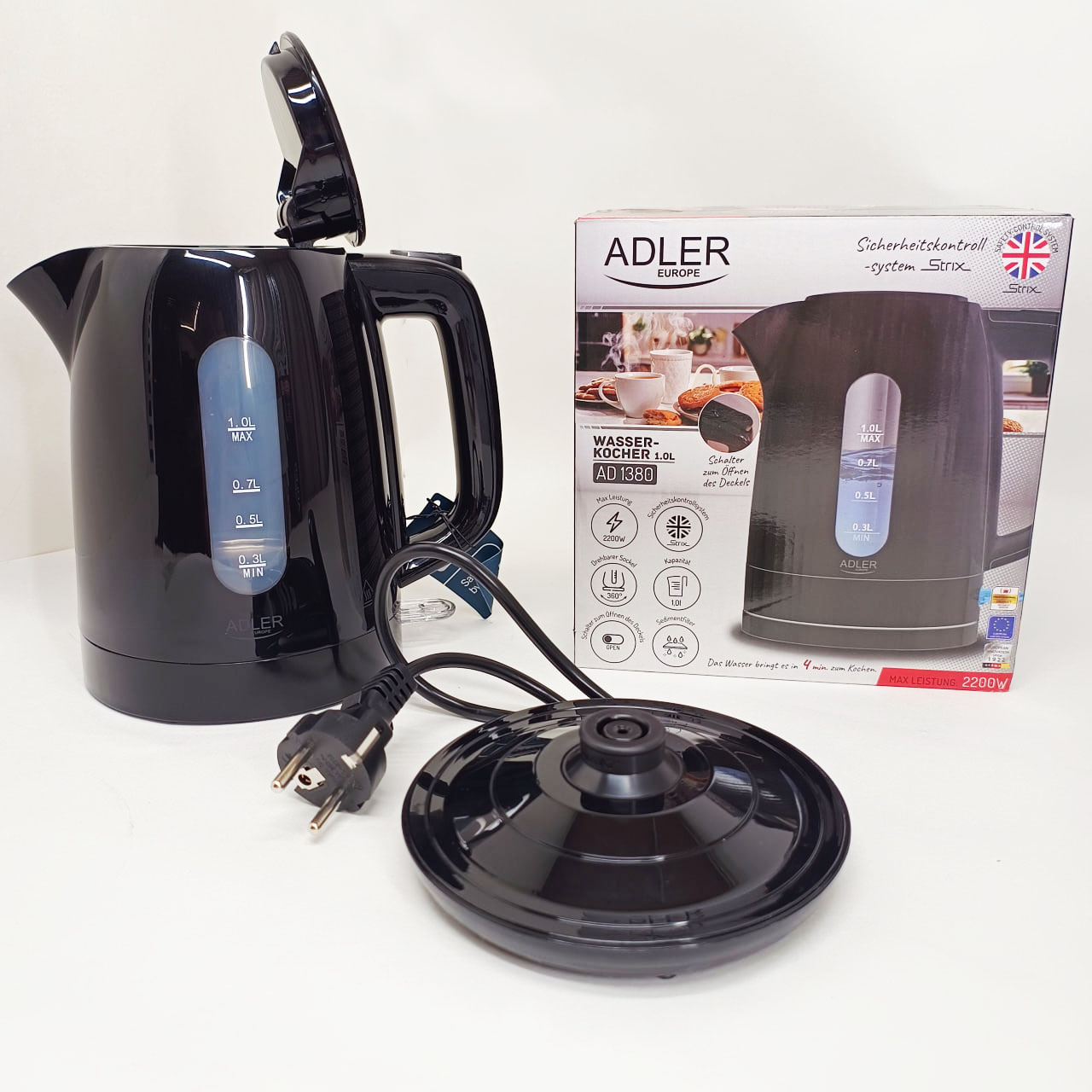 Електрочайник Adler AD 1380B 1 л 2200 Вт чорний - Зображення 4