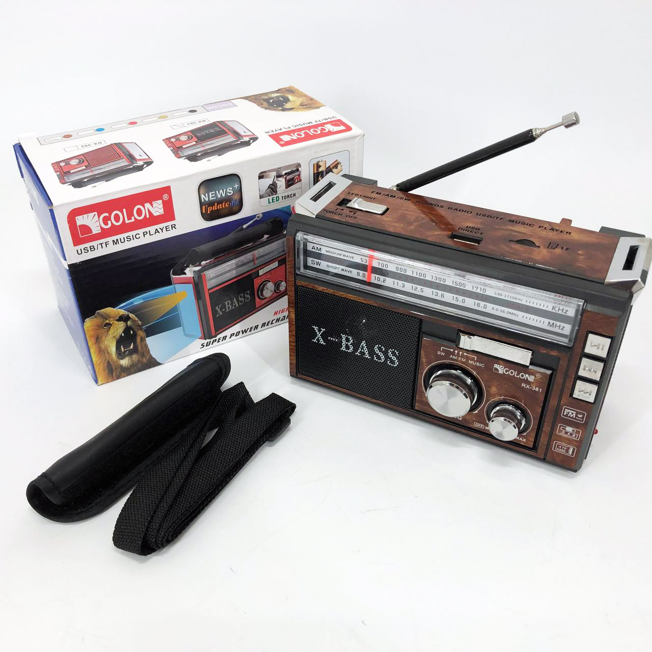 Портативний радіоприймач Golon RX-381 USB SD MP3 FM коричневий - Зображення 2