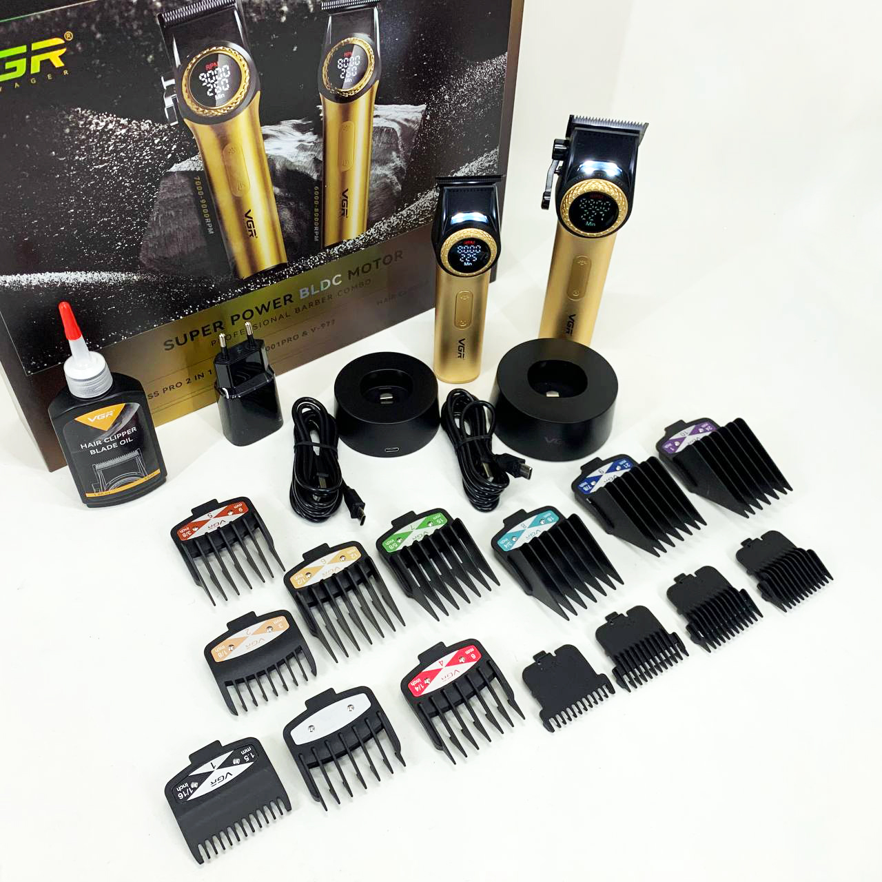 Набір VGR 2в1 V-001 V-977 GOLD для стрижки та тримання золотий - Зображення 5