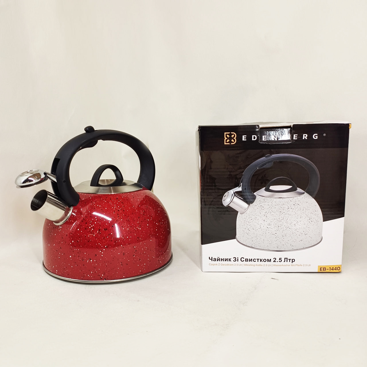 Чайник із свистком Edenberg EB-1440 з мармуровим покриттям 2,5 л Red - Зображення 4