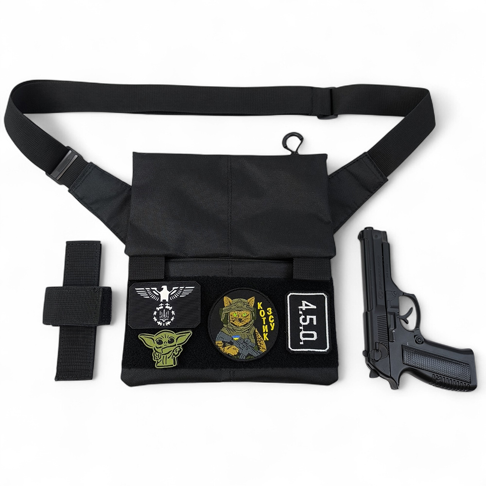 Сумка месенджер тактична з кобурою з тканини Cordura 3 кишені патч-панель
