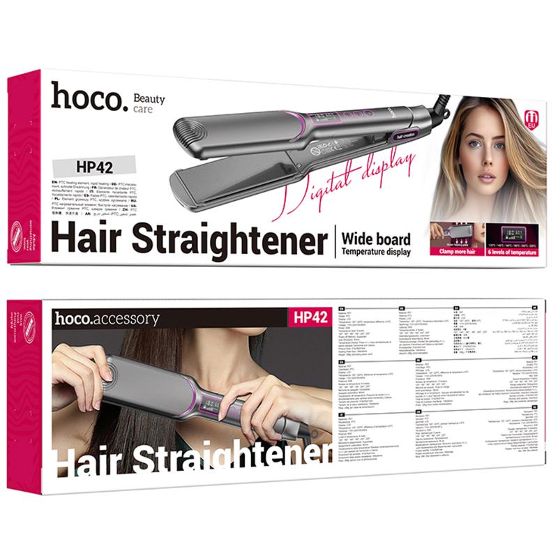 Випрямляч для волосся Hoco HP42 Wide board hair straightener with digital display - Зображення 6