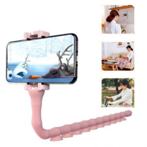 Гнучкий тримач для телефону Cute Worm Lazy Holder з універсальними присосками рожевого кольору