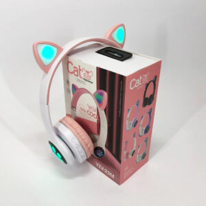 Бездротові навушники Cat VZV 23M з котячими вушками і RGB-підсвічуванням рожевого колору