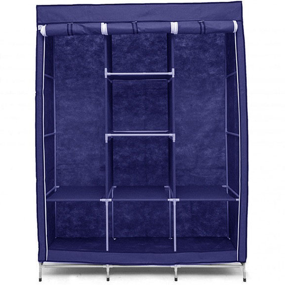 Шафа тканинна 3 секції STORAGE WARDROBE 175×130×45 см каркасна Blue - Зображення 2