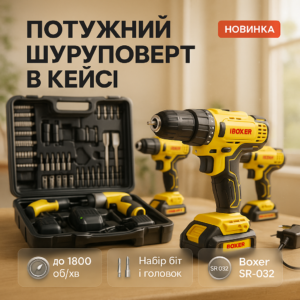 Акумуляторні інструменти Boxer SR-032 дрель гайковерт набір…