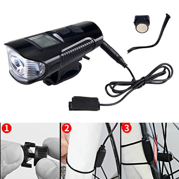 Велофара Waterproof XA-585-T6+2LED з комп'ютером та сигналом з виносною кнопкою - Зображення 4