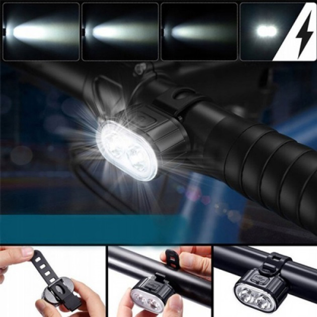 Велоліхтар акумуляторний передній та задній ZH-078-2LED з стоп-сигналом STOP-14SMD - Зображення 3