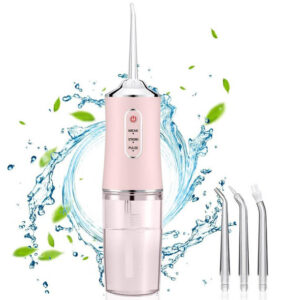 Іригатор для чищення зубів та рота Oral Irrigator з акумулятором та змінними насадками pink