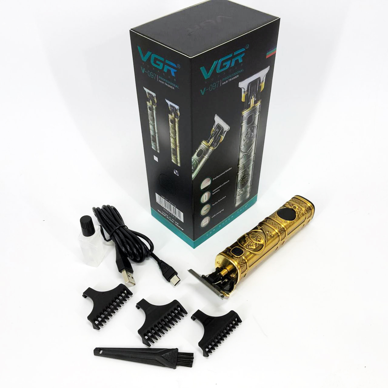 Машинка для стрижки волосся і бороди VGR V-097 золотого колору - Зображення 6