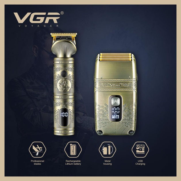 Набір машинка для стрижки та шейвер VGR V-649 акумуляторний чоловічий - Зображення 3