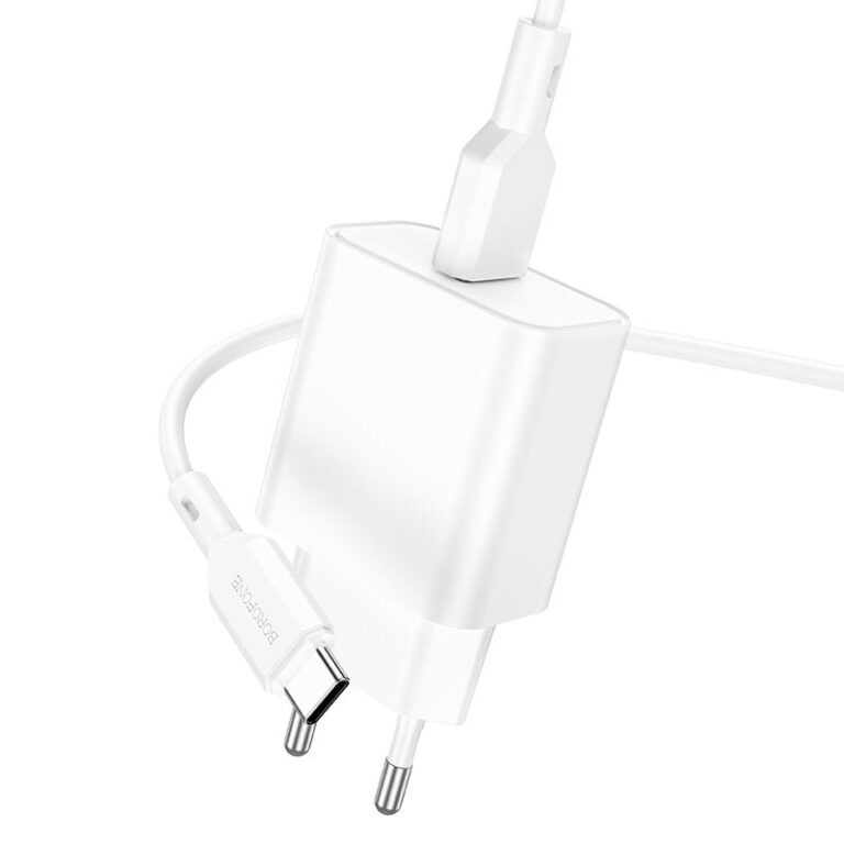 Мережевий зарядний пристрій Borofone BA72A Spring QC3.0 (1USB-A) + кабель USB to Type-C - Зображення 2