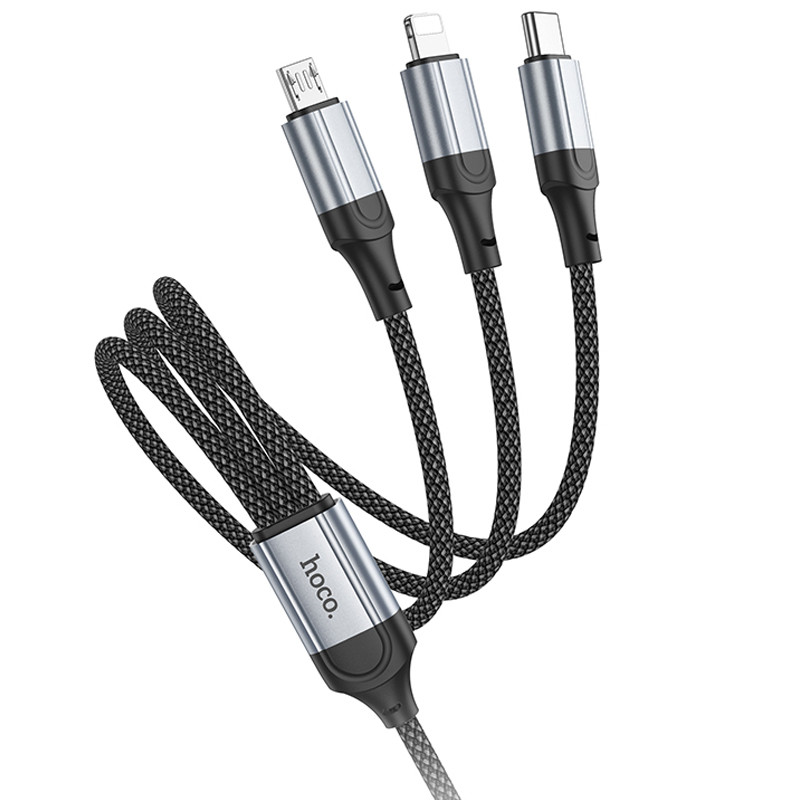 Дата кабель Hoco X102 Fresh 3in1 USB to Lightning + MicroUSB + Type-C (1m) - Зображення 2