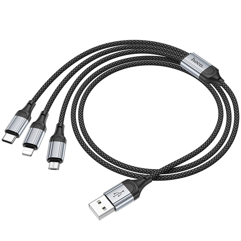 Дата кабель Hoco X102 Fresh 3in1 USB to Lightning + MicroUSB + Type-C (1m) - Зображення 5