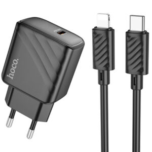 Мережевий зарядний пристрій Hoco CS22A Value PD30W (1USB-C) + кабель Type-C to Lightning