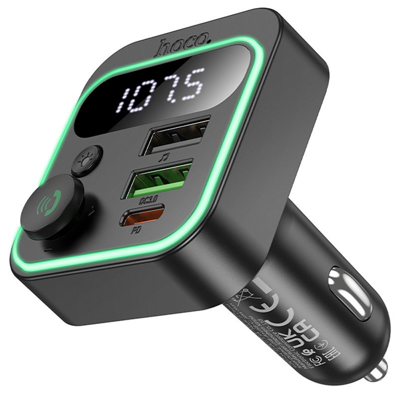 Автомобільний зарядний пристрій FM модулятор Hoco E85 Tiger PD20W+QC3.0 (2USB-A/1C) - Зображення 2