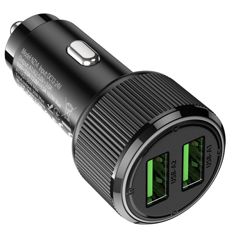 Автомобільний зарядний пристрій Hoco NZ14 Guerrero QC3.0 18W total 38W (2USB-A) - Зображення 5