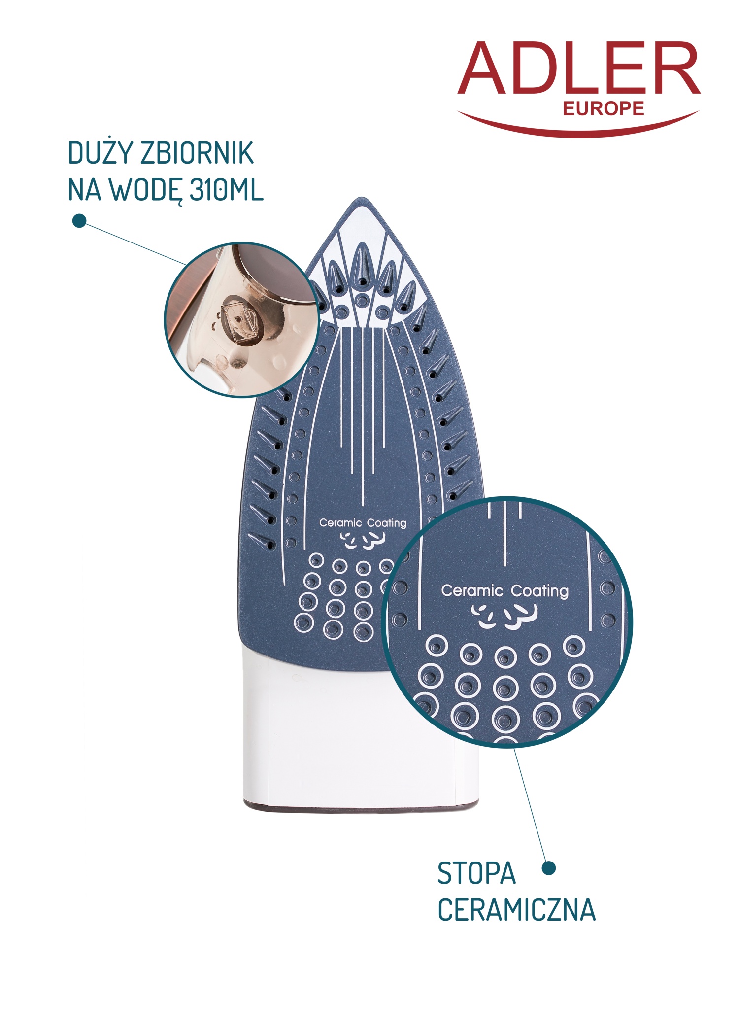 Парова праска ADLER AD 5030 3000Вт з керамічною підошвою