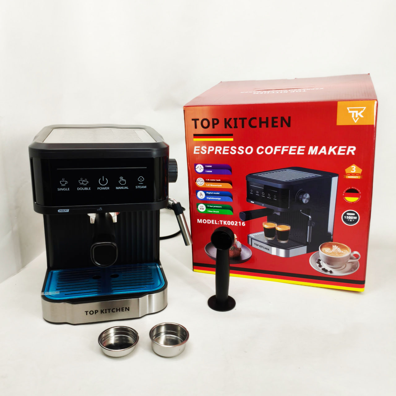 Кавоварка еспресо Top Kitchen TK00216 1500Вт 15 бар 1.8л з капучинатором, підігрівом чашок - Зображення 4