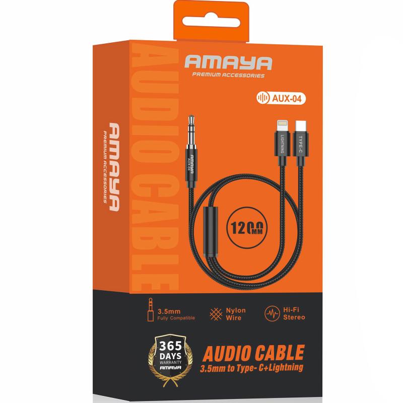 Аудіо кабель Aux Amaya AUX-04 (Type-C/Lightning to AUX 3.5mm) (1.2m) - Зображення 2