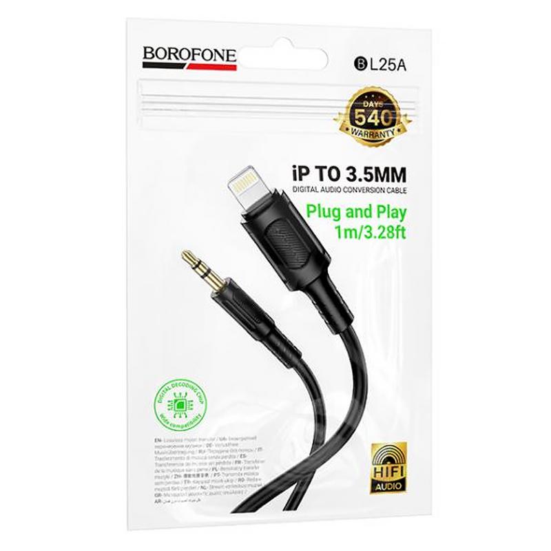 Аудіо кабель Aux Borofone BL25A Nice (Lightning to AUX 3.5mm) (1m) - Зображення 3