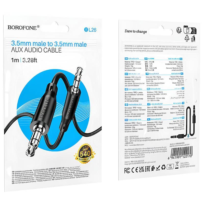 Аудіо кабель Aux Borofone BL26 Standard (1m) - Зображення 6