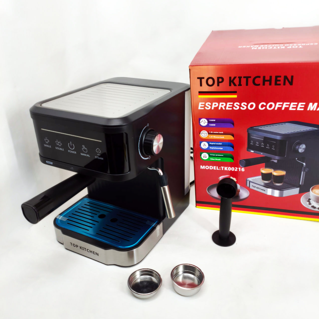 Кавоварка еспресо Top Kitchen TK00216 1500Вт 15 бар 1.8л з капучинатором, підігрівом чашок - Зображення 3