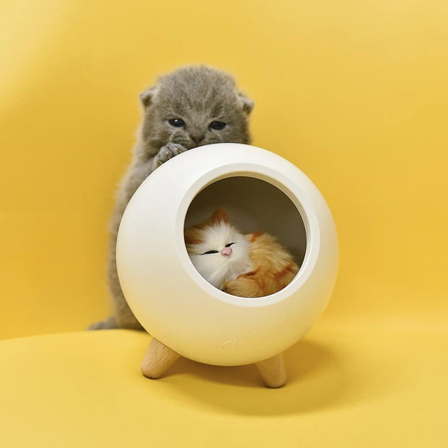 Креативний портативний дитячий нічник Котик у будиночку Cat House Білий Світильник з регулюванням яскравості - Зображення 6