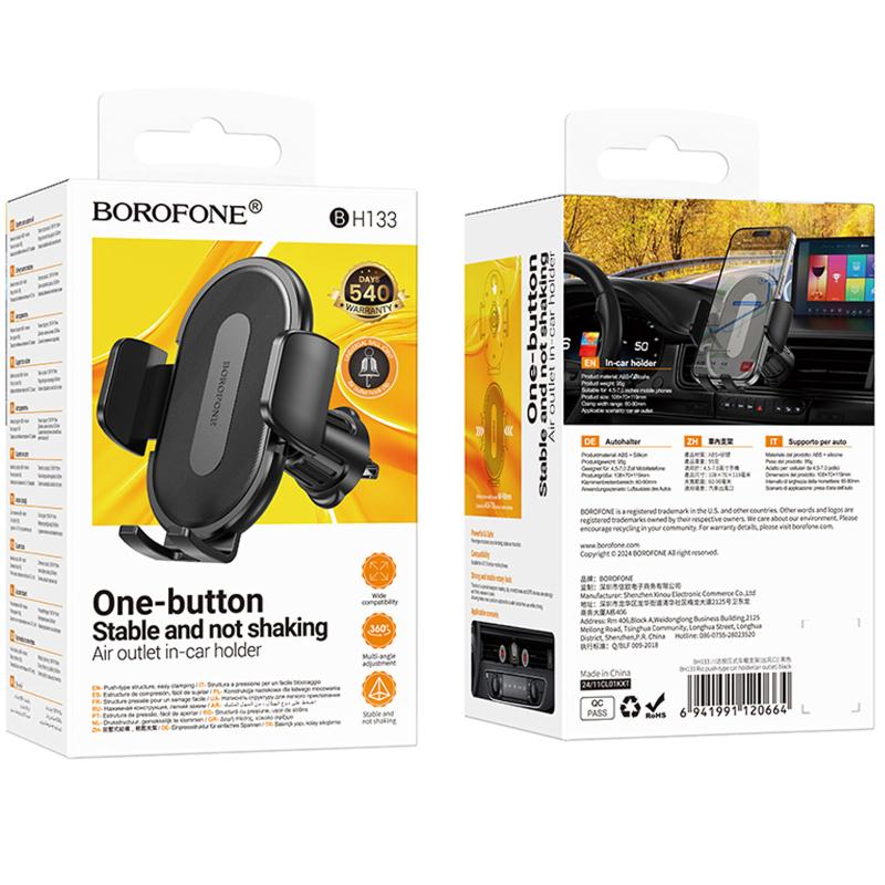 Автотримач Borofone BH133 Rio push-type (air outlet) - Зображення 6