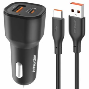 Автомобільний зарядний пристрій Amaya ACC-06 PD30W+QC3.0 total 48W (1USB-A/1C) + кабель USB to Type-C